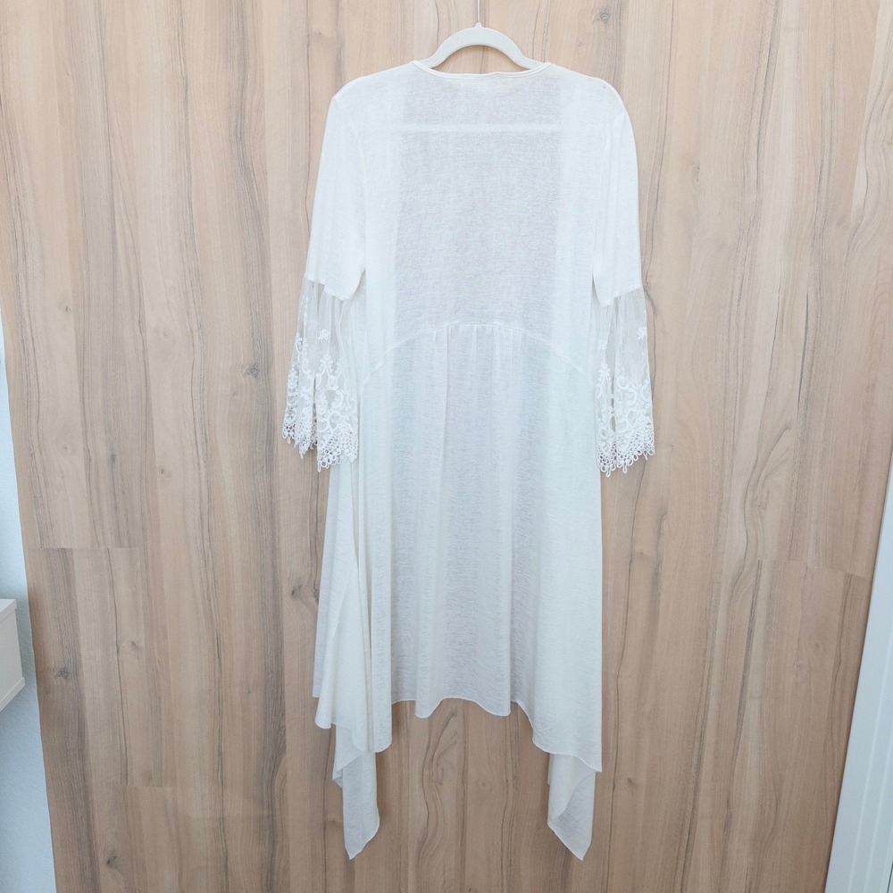 Cotton Bleu Lace Cardigan Medium‎ White Boho Coastal Festival Cottage Fairy - Picture 6 of 8